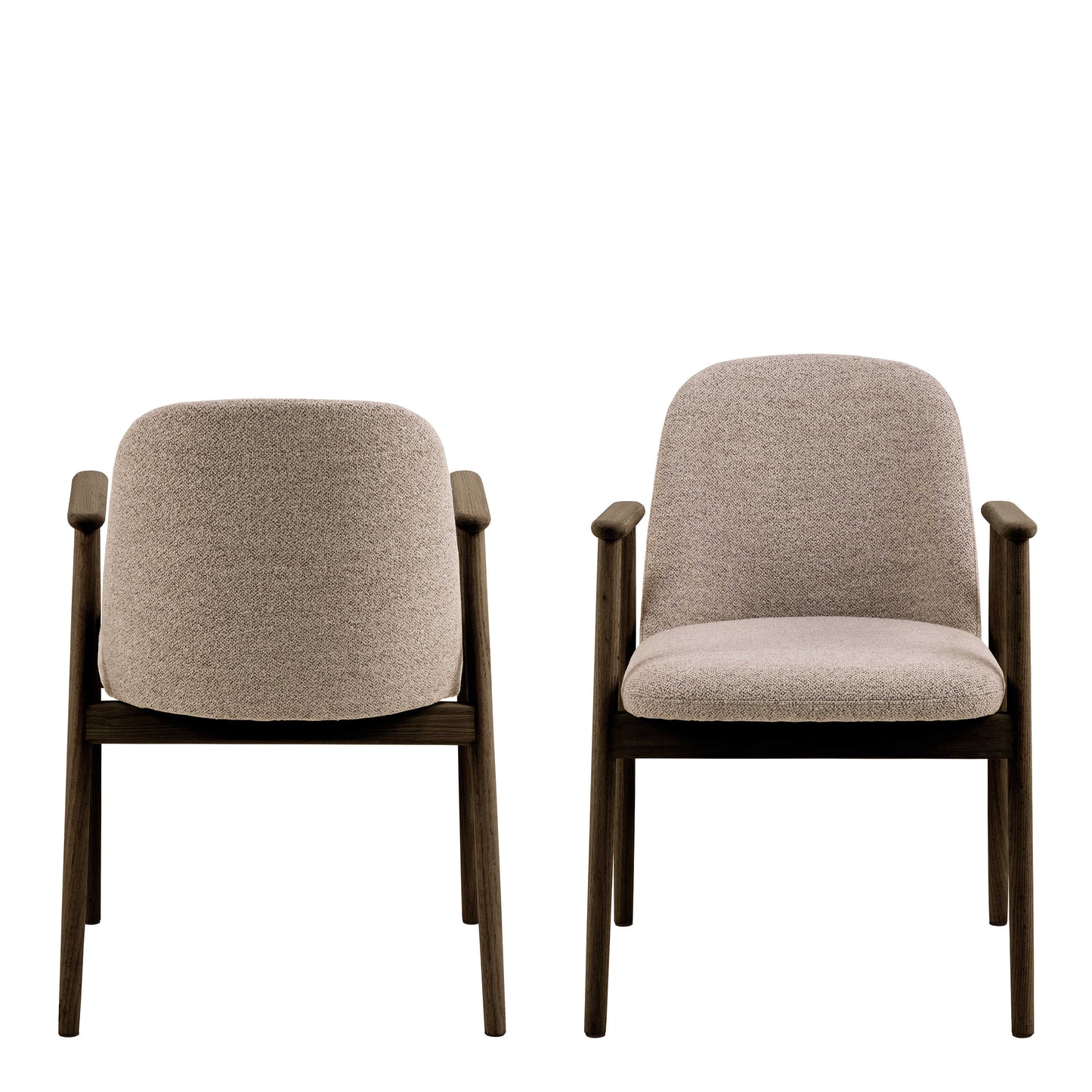 Set of 2 Kampala Beige Monza Upholstered Dining Chairs With Armrest