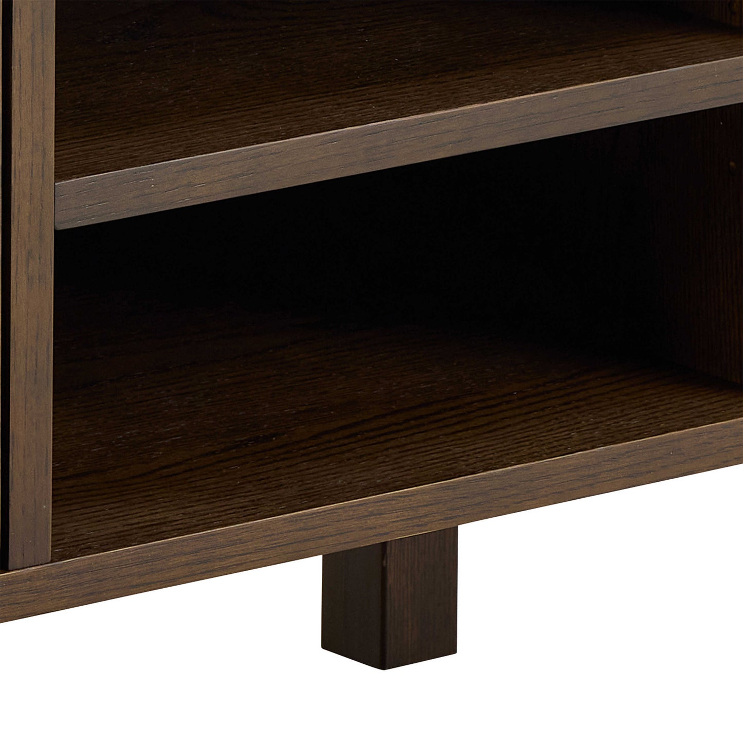 Cork Oak Veneer TV Unit with Cream Ceramic Top 2 Drawers 2 Shelves