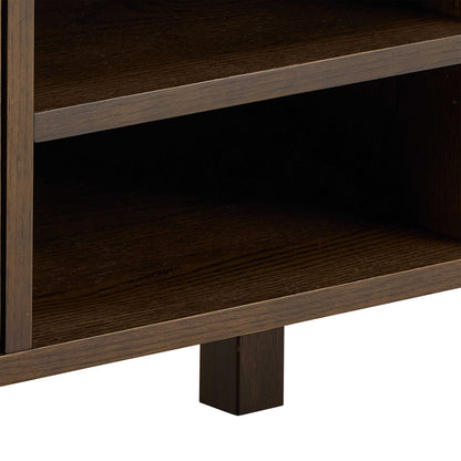 Cork Oak Veneer TV Unit with Cream Ceramic Top 2 Drawers 2 Shelves