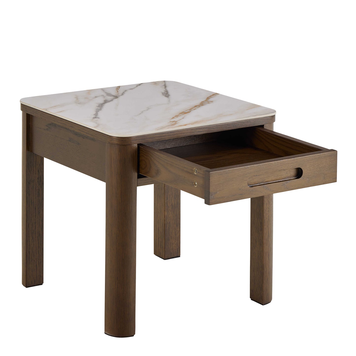 Cork Warm Wood Square Side Table with Black Frame