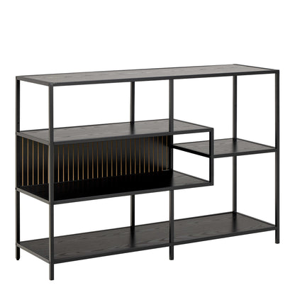 Paris Wide Black Metal Bookcase 4 Shelves