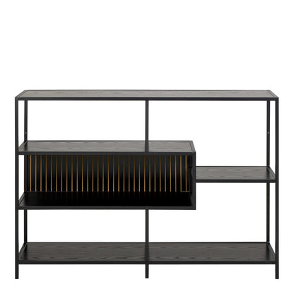 Paris Wide Black Metal Bookcase 4 Shelves
