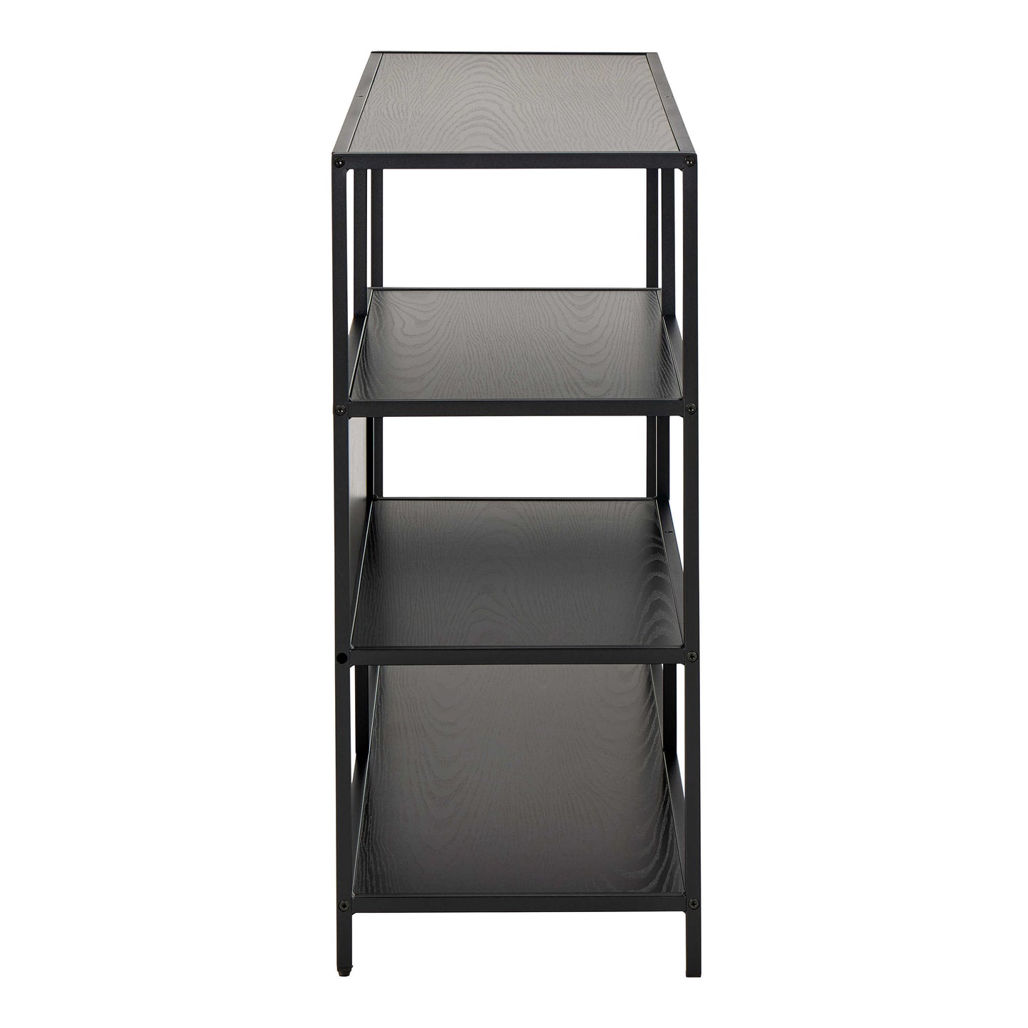 Paris Wide Black Metal Bookcase 4 Shelves