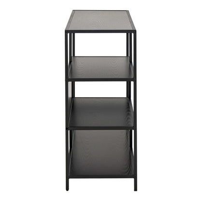 Paris Wide Black Metal Bookcase 4 Shelves