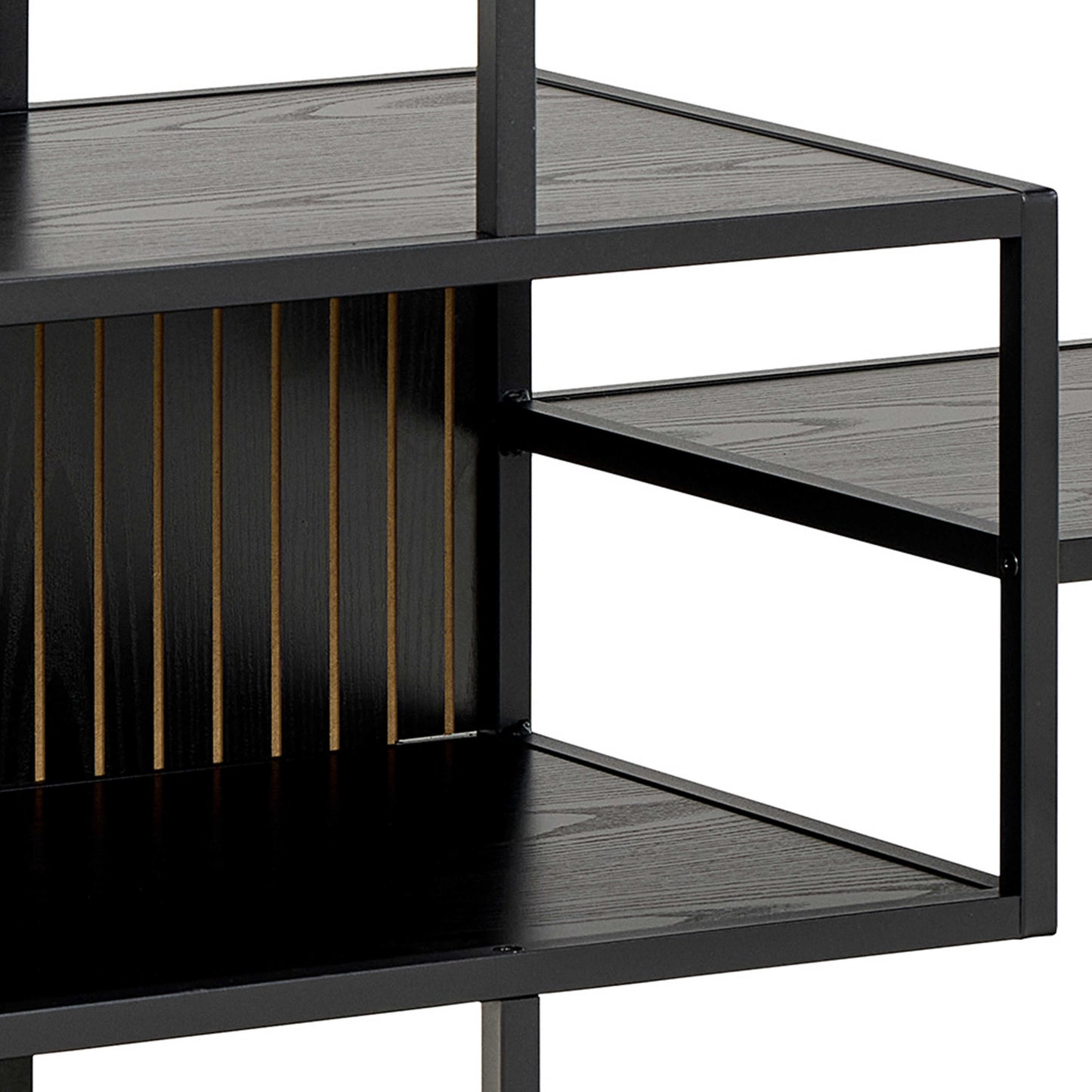 Paris Wide Black Metal Bookcase 4 Shelves