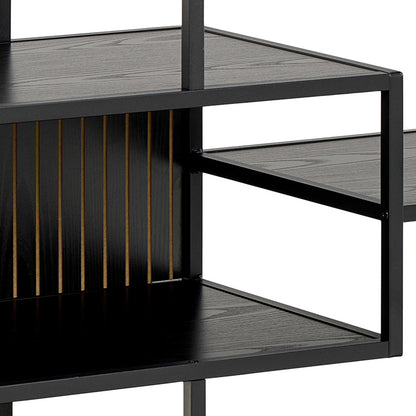 Paris Wide Black Metal Bookcase 4 Shelves