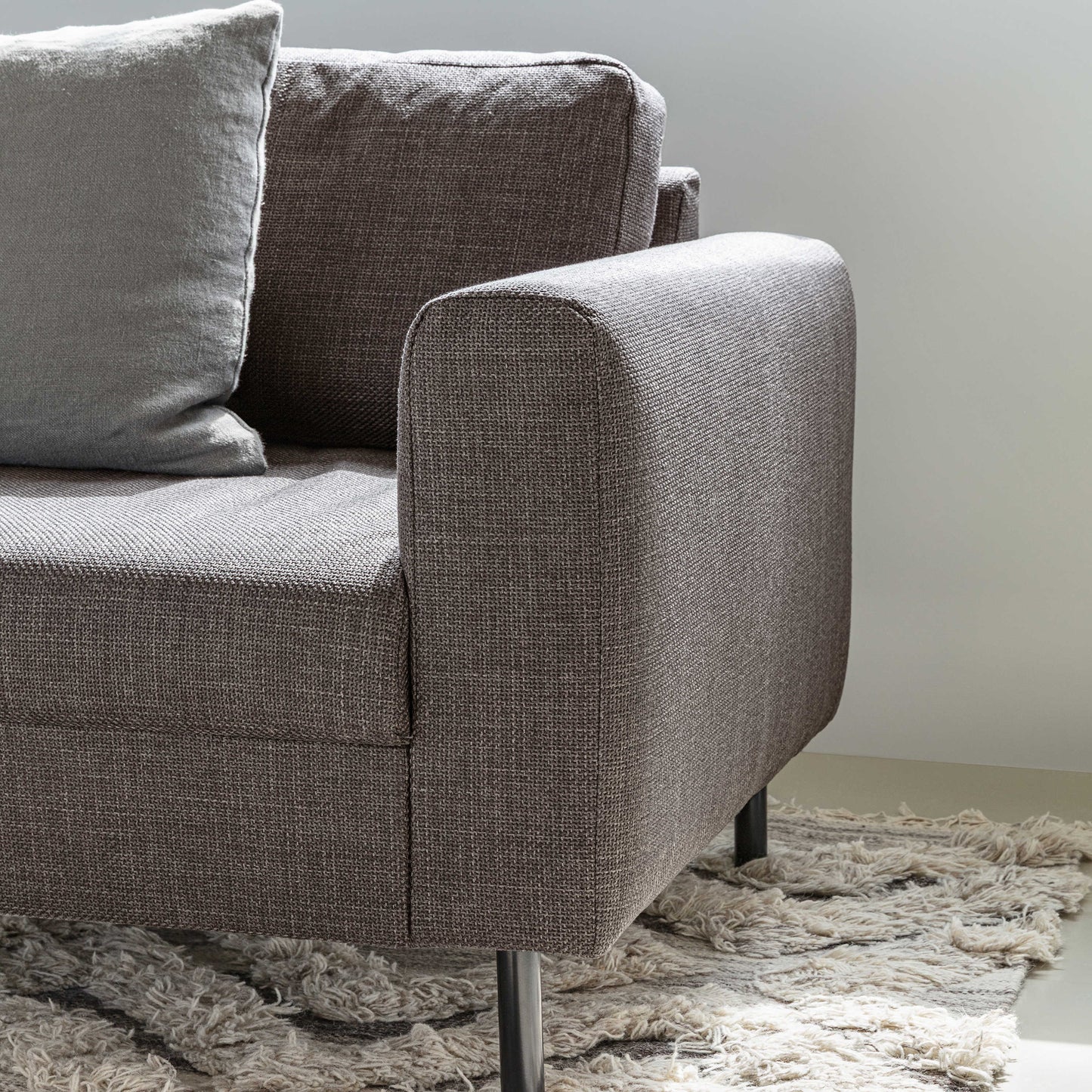 San Sebastian 2 Seater Sofa Upholstered Light Grey Brown Fabric