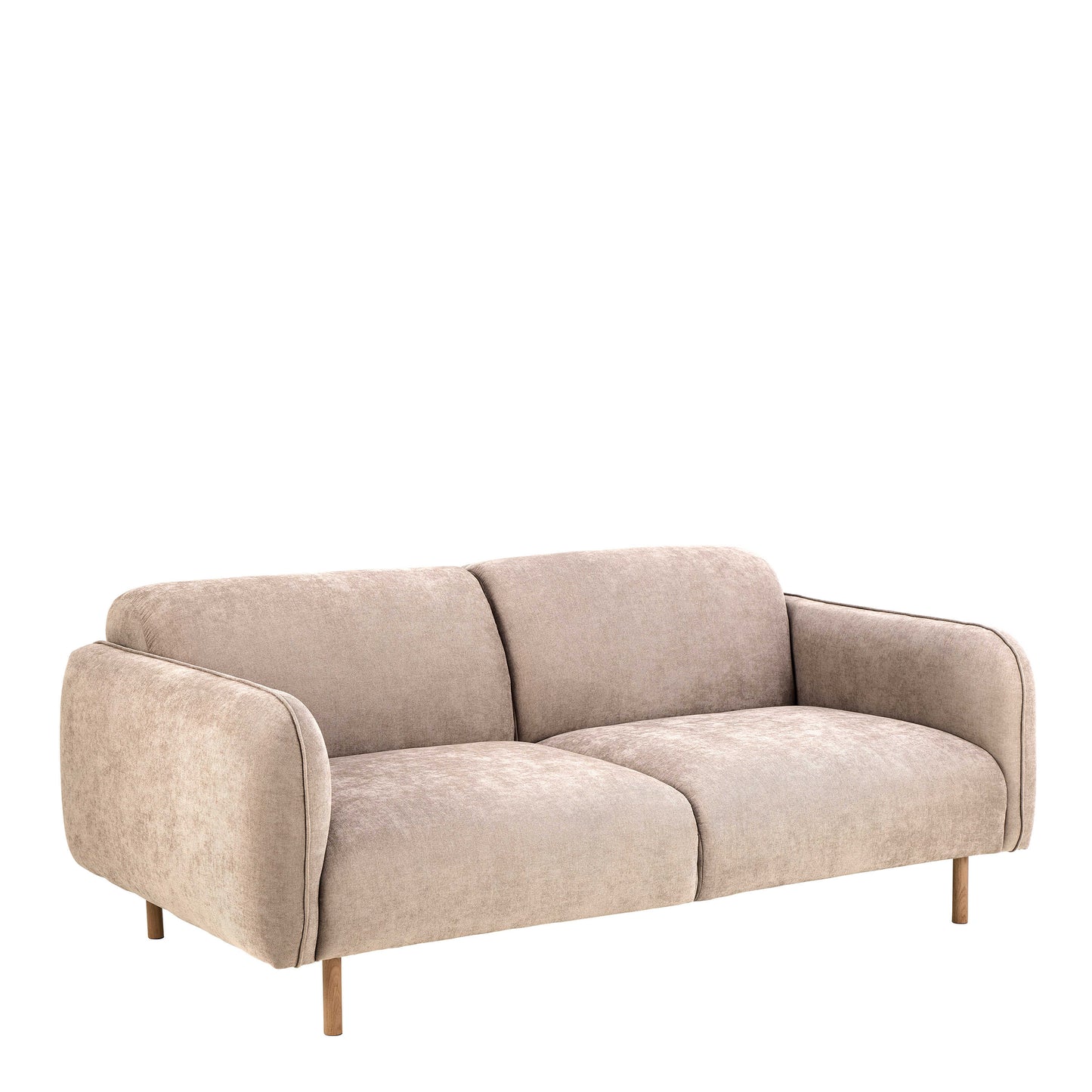 Cambridge Set of 2 Fay Beige Fabric Oak Base Sofa 2.5 Seater and 3 Seater