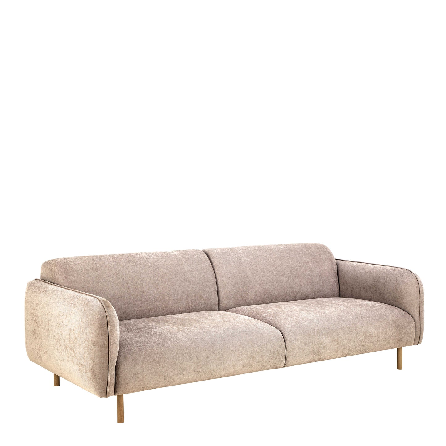 Cambridge Set of 2 Fay Beige Fabric Oak Base Sofa 2.5 Seater and 3 Seater