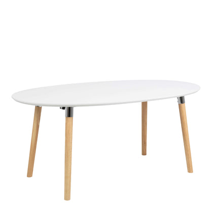 Honeybrook White and Natural Oak Wood Oval Dining Table