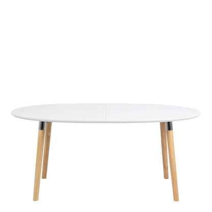 Honeybrook White and Natural Oak Wood Oval Dining Table