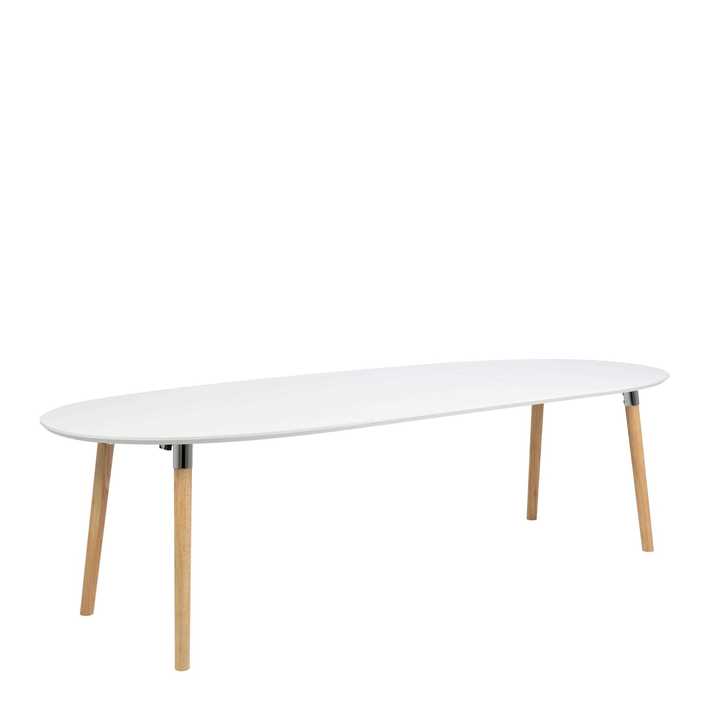 Honeybrook White and Natural Oak Wood Oval Dining Table