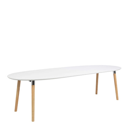 Honeybrook White and Natural Oak Wood Oval Dining Table