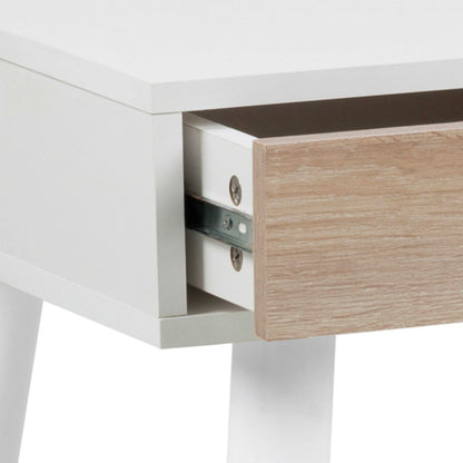 Dresden White and Natural Sonoma Wood Office Desk 3 Drawers