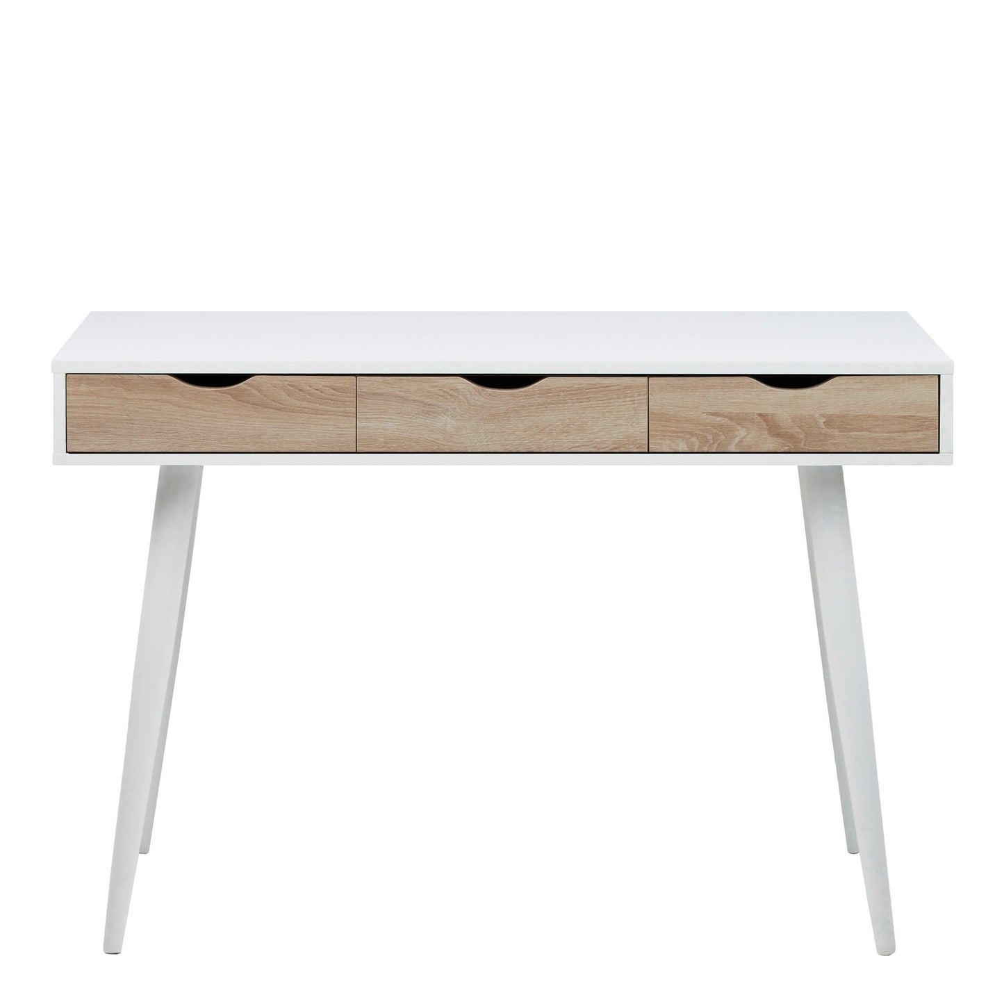 Dresden White and Natural Sonoma Wood Office Desk 3 Drawers
