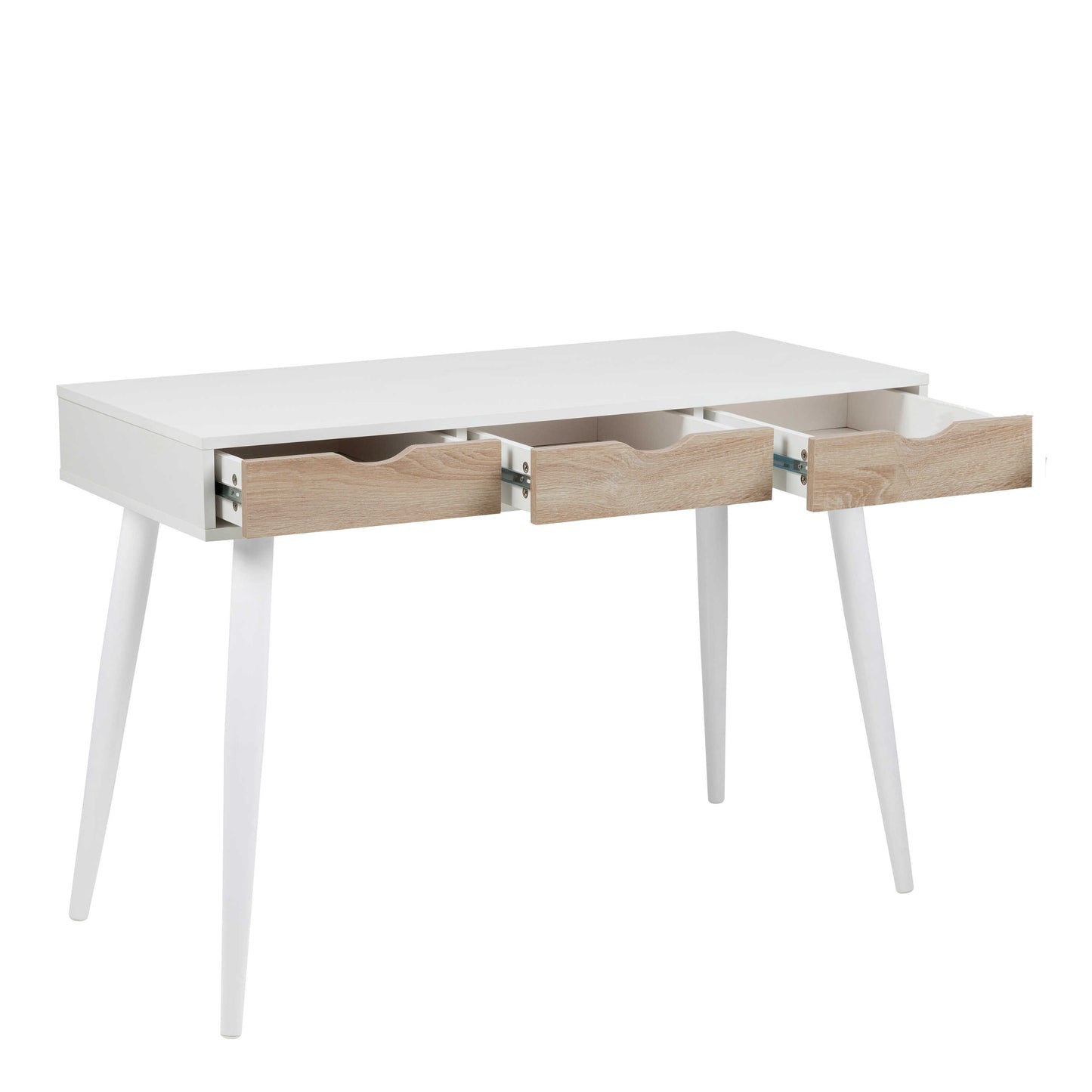 Dresden White and Natural Sonoma Wood Office Desk 3 Drawers