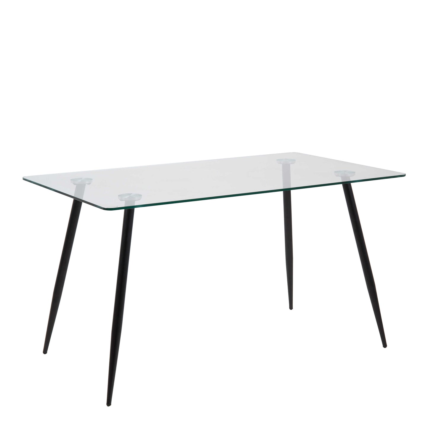 Venice 6 Seater Rectangular Tempered Glass Dining Table  Black Steel Legs