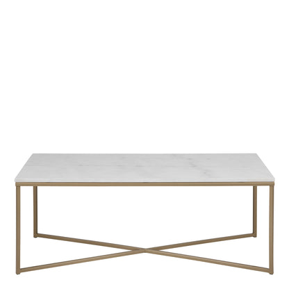 Vodskov Coffee Table with White Marble Top