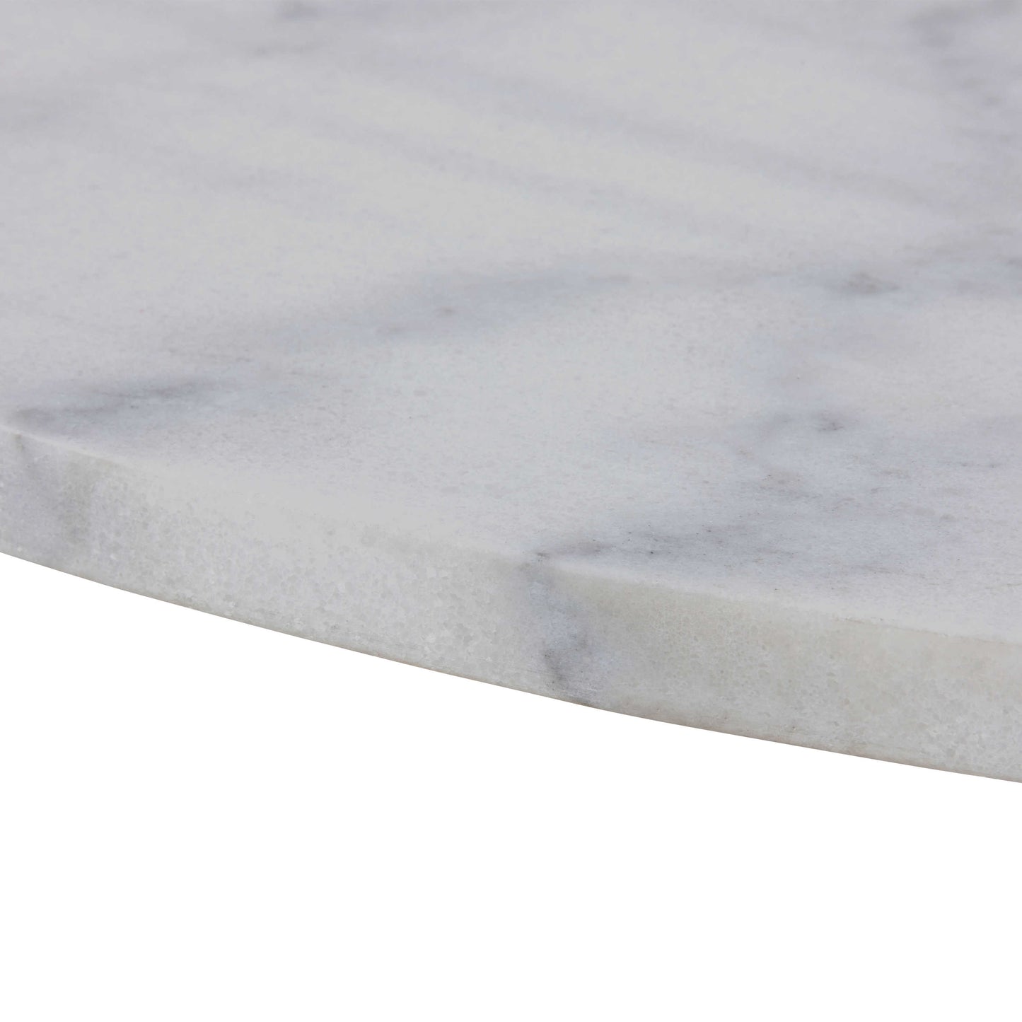 Stavanger Round White Marble Dining Table with Black Trumpet Base