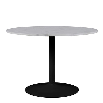 Stavanger Round White Marble Dining Table with Black Trumpet Base
