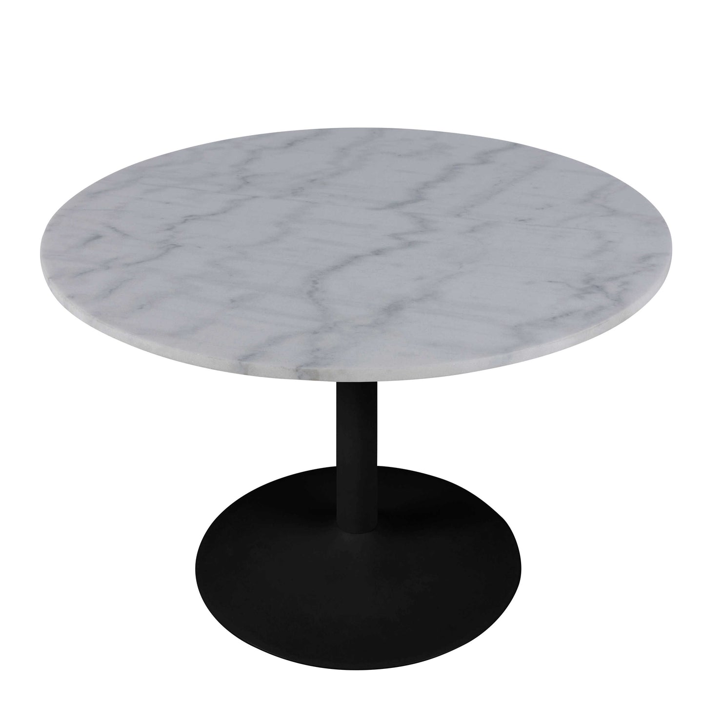 Stavanger Round White Marble Dining Table with Black Trumpet Base