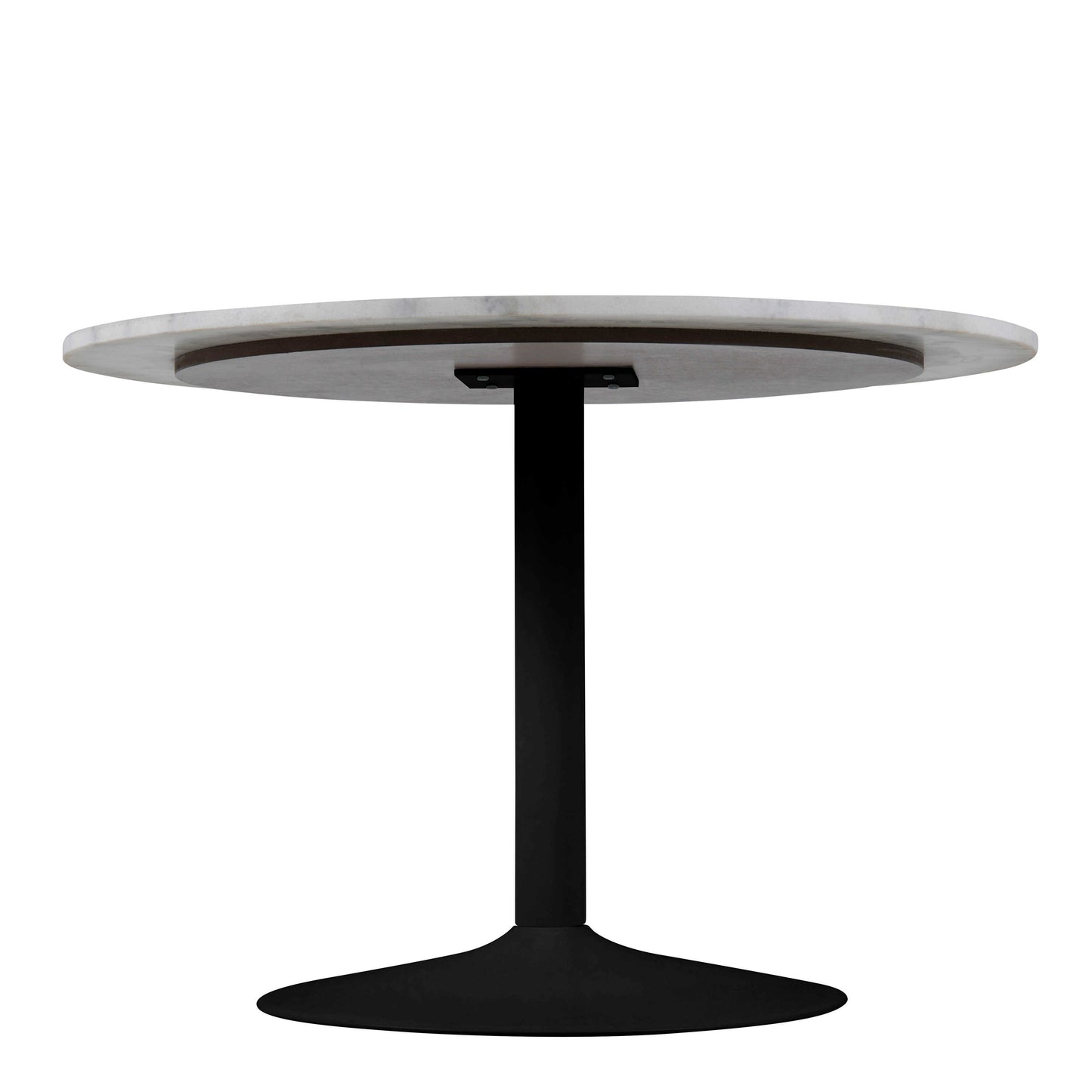 Stavanger Round White Marble Dining Table with Black Trumpet Base