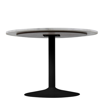 Stavanger Round White Marble Dining Table with Black Trumpet Base
