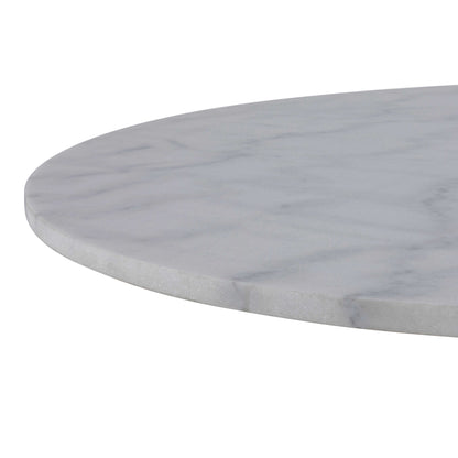 Stavanger Round White Marble Dining Table with Black Trumpet Base