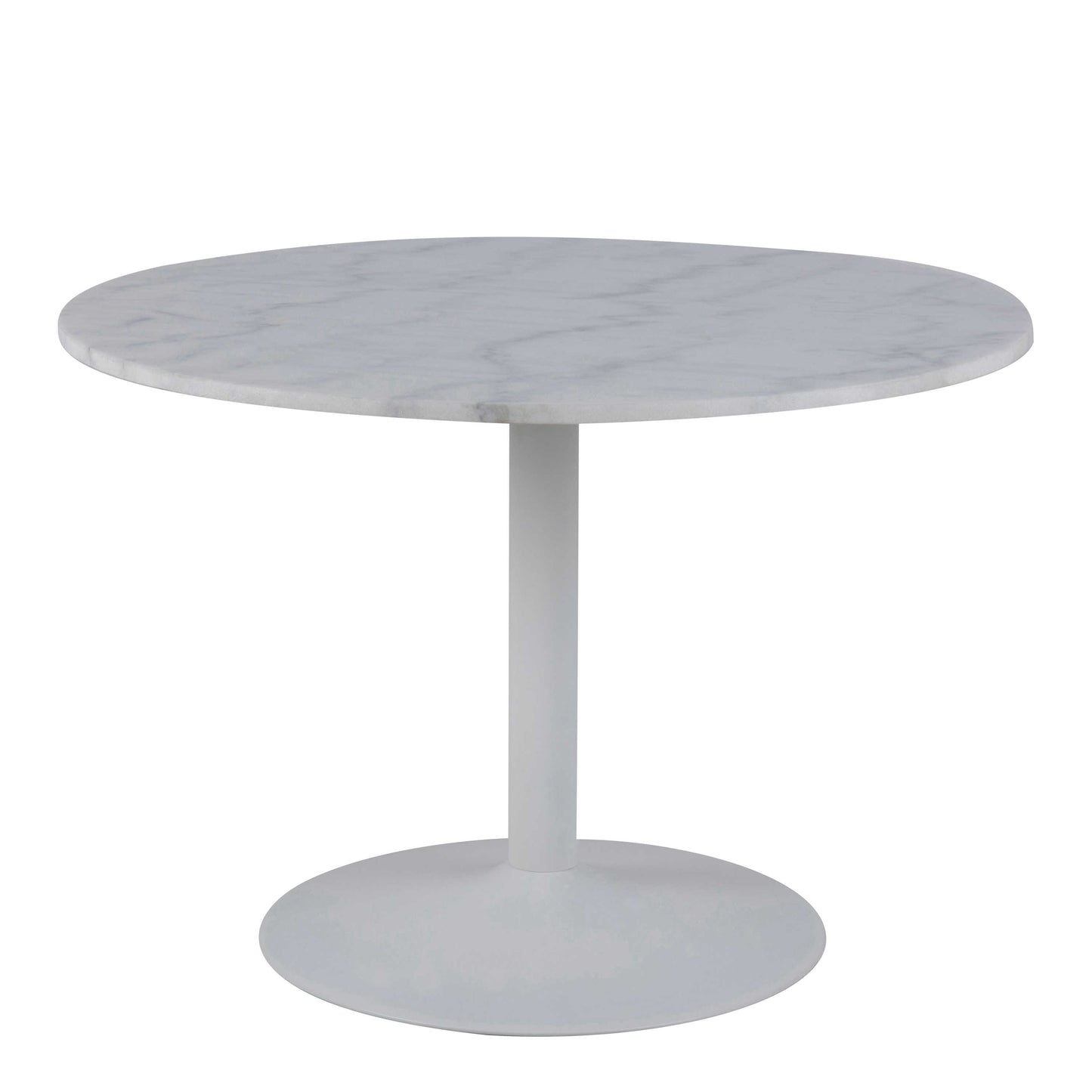 Stavanger Round White Marble Dining Table with Steel Base