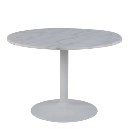 Stavanger Round White Marble Dining Table with Steel Base