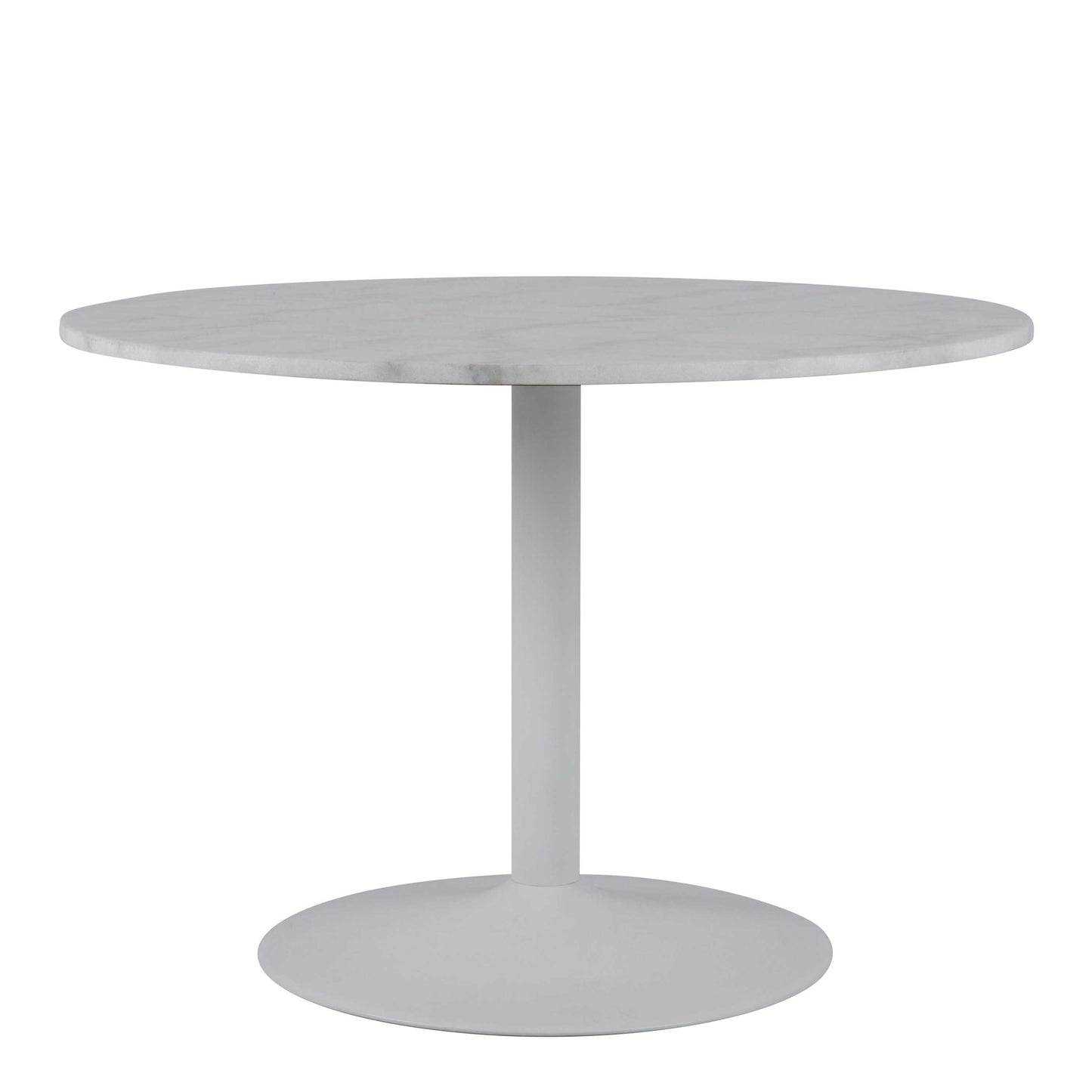 Stavanger Round White Marble Dining Table with Steel Base