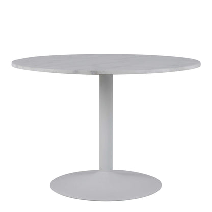 Stavanger Round White Marble Dining Table with Steel Base
