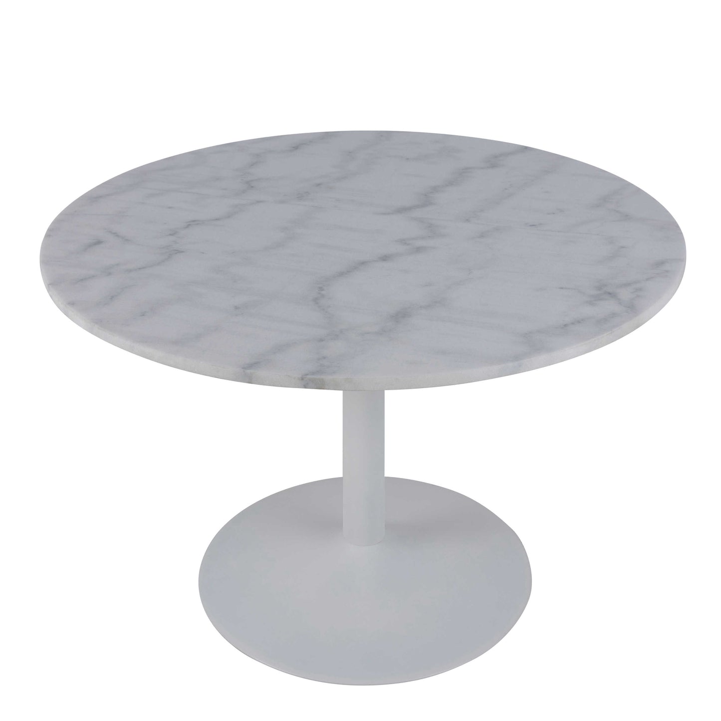 Stavanger Round White Marble Dining Table with Steel Base
