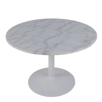 Stavanger Round White Marble Dining Table with Steel Base