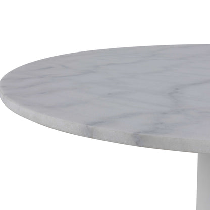 Stavanger Round White Marble Dining Table with Steel Base
