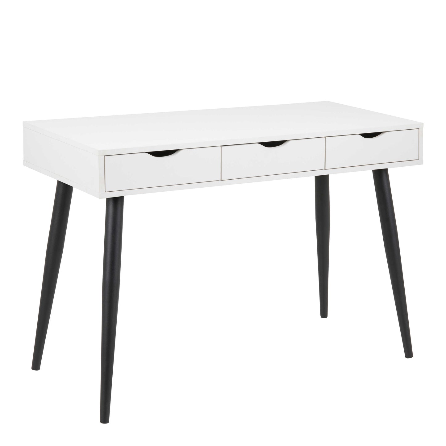 Dresden White Wooden Office Desk 3 Drawers Black Legs