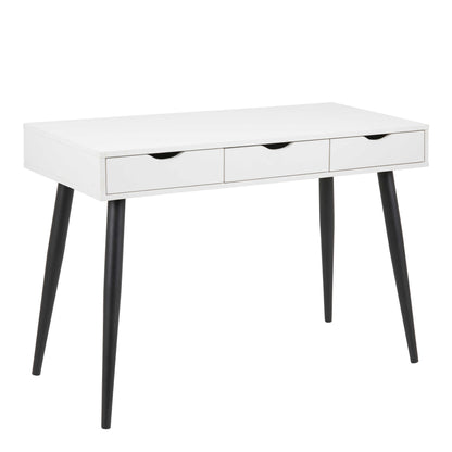 Dresden White Wooden Office Desk 3 Drawers Black Legs