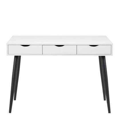 Dresden White Wooden Office Desk 3 Drawers Black Legs