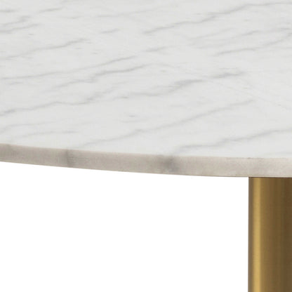 Meadowbloom White Marble Round Dining Table Gold Metal Base