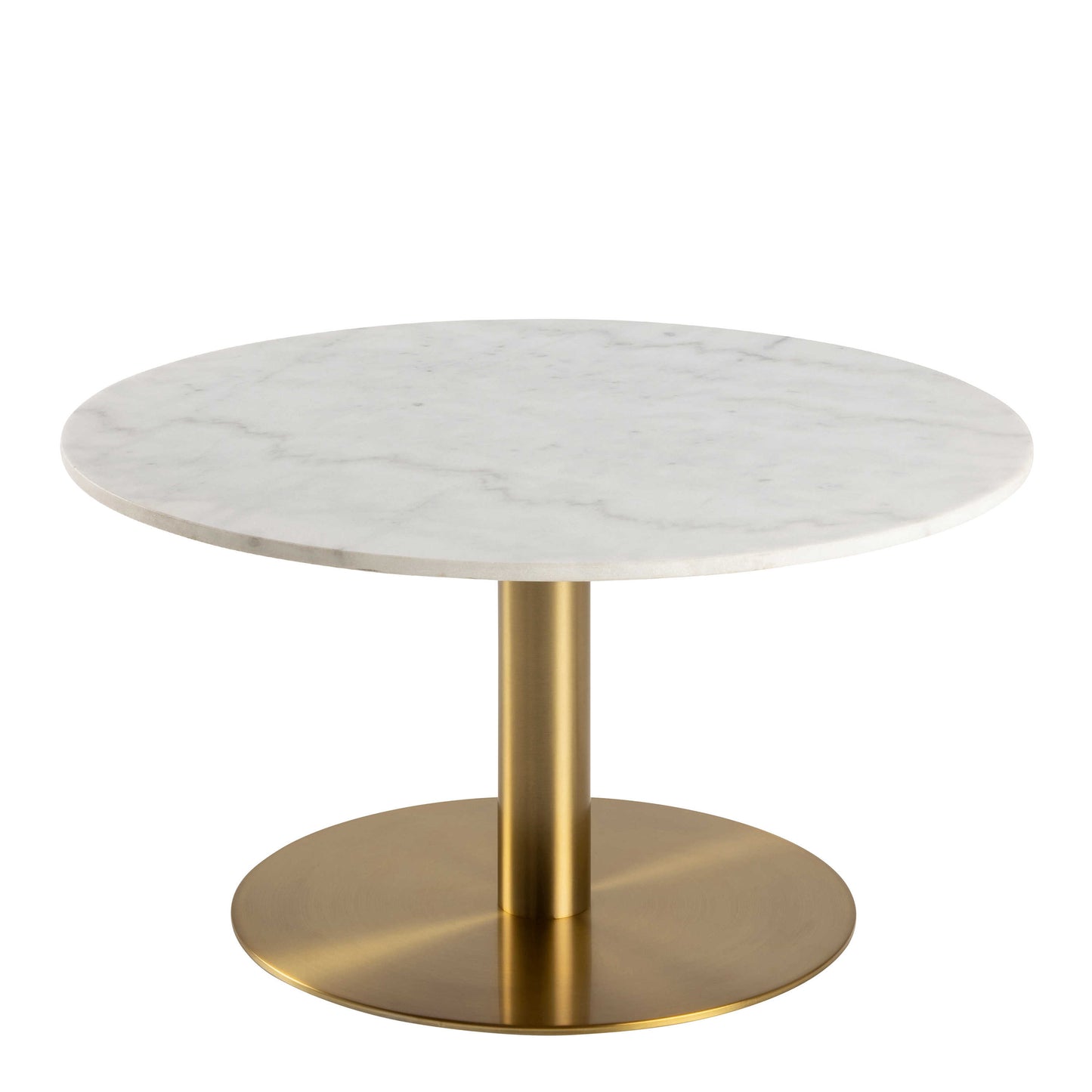 Meadowbloom White Marble Round Coffee Table Gold Metal Base
