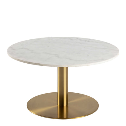 Meadowbloom White Marble Round Coffee Table Gold Metal Base