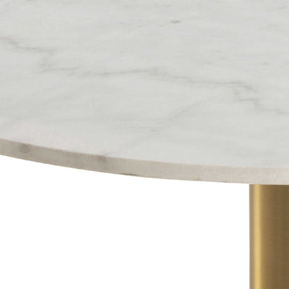 Meadowbloom White Marble Round Coffee Table Gold Metal Base