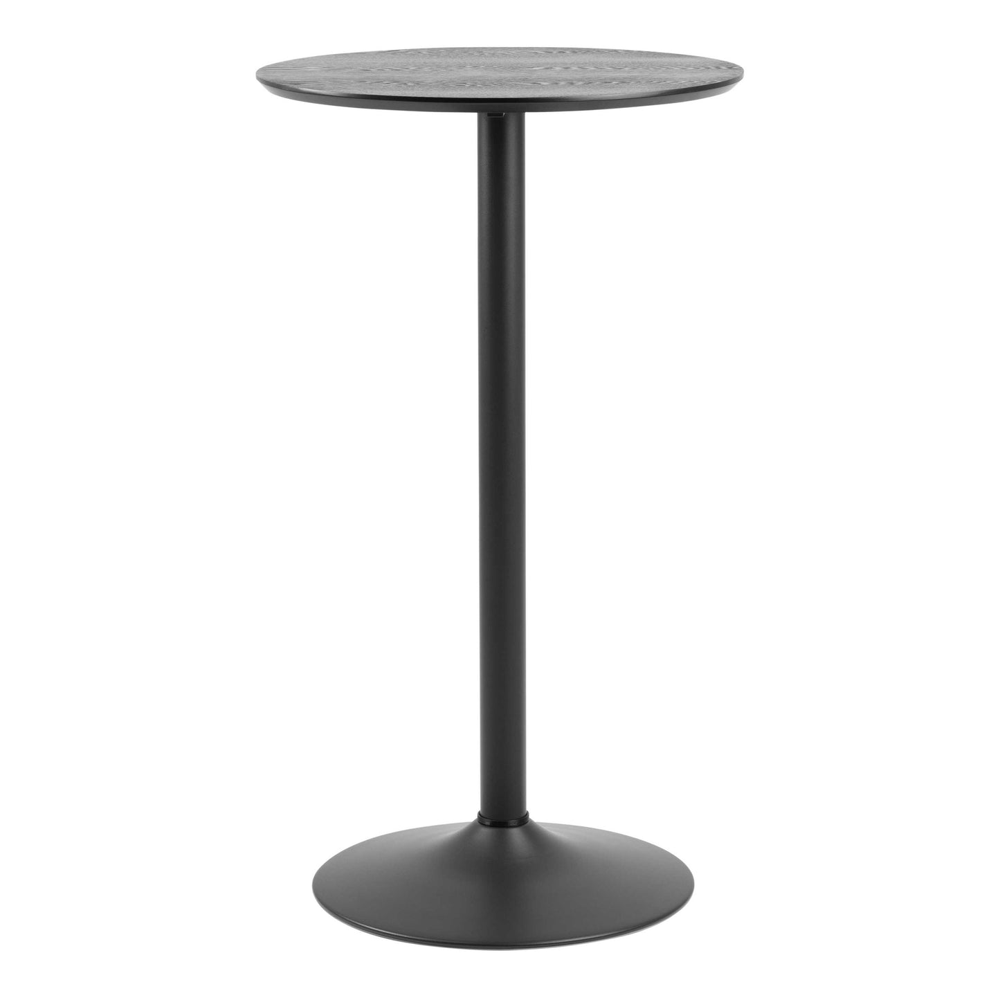 Aars Tall Black Marble Effect Round Bar Table Trumpet Base