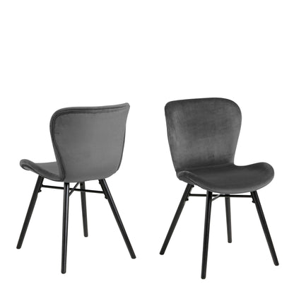 Set of 2 Acorn Dark Grey Upholstered Dining Chairs