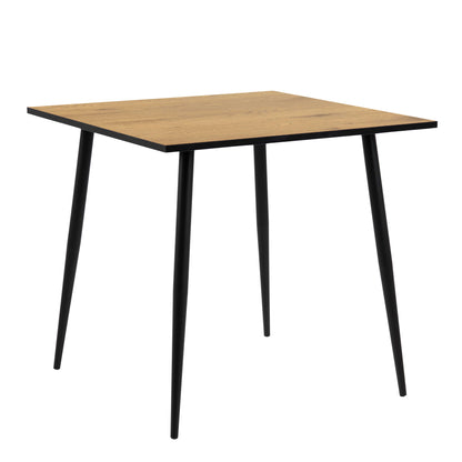 Venice 4 Seater Square Wild Oak Effect Dining Table with Black Steel Legs