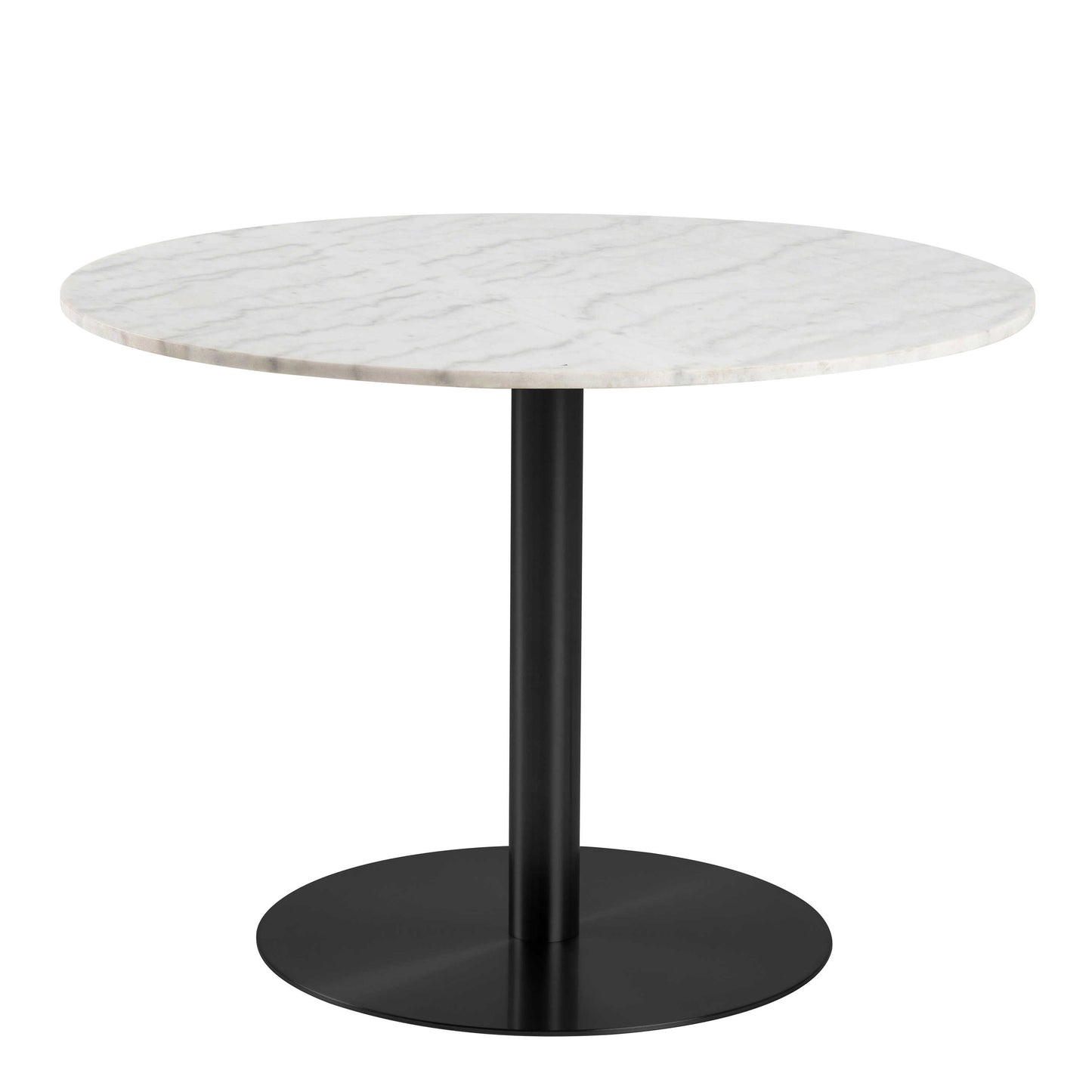 Meadowbloom White Polished Marble Round Dining Table Black Metal Base