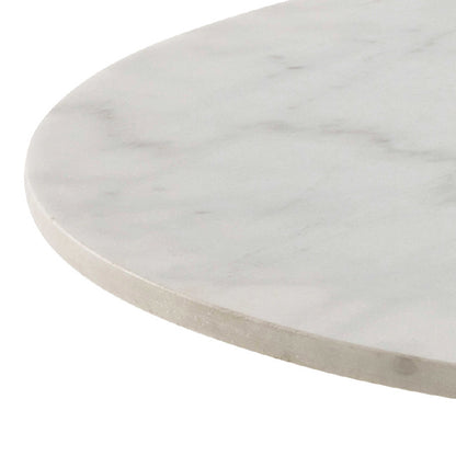Meadowbloom White Polished Marble Round Dining Table Black Metal Base