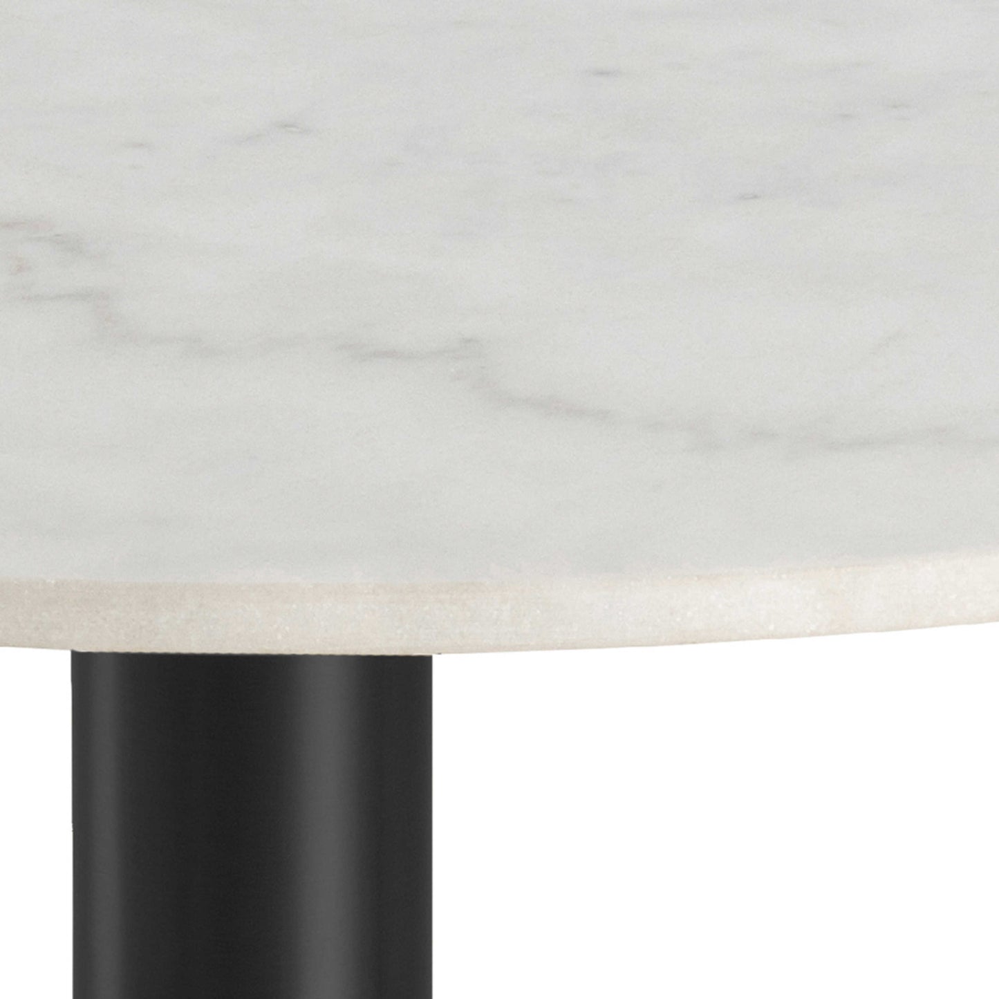 Meadowbloom White Polished Marble Round Dining Table Black Metal Base