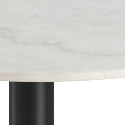 Meadowbloom White Polished Marble Round Dining Table Black Metal Base