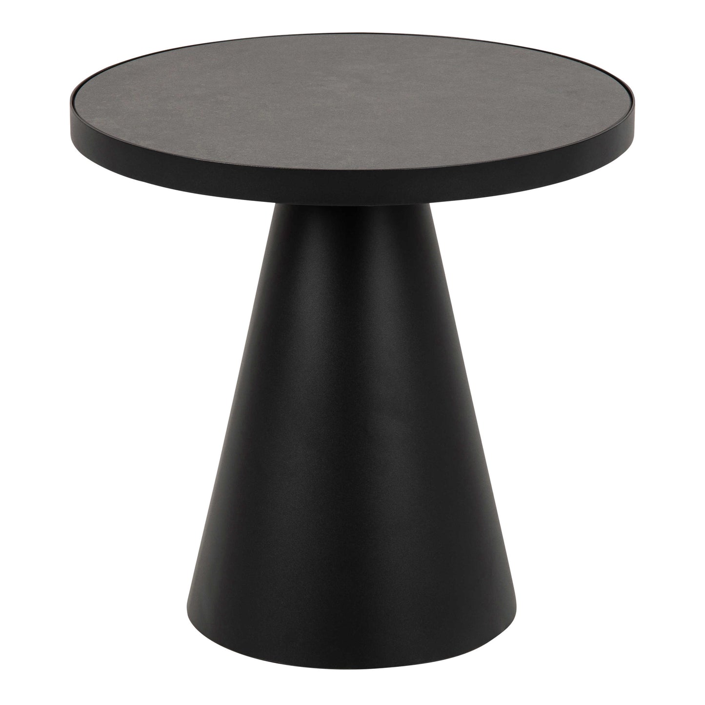 Hamburg Round Black Ceramic Coffee Table with Conical Steel Base
